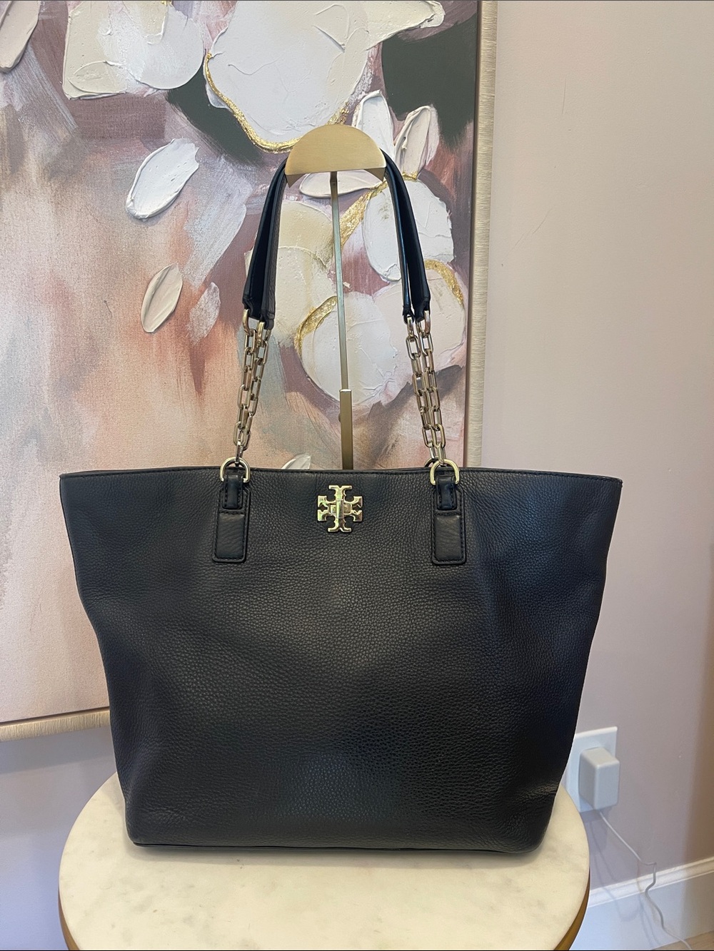 Tory Burch Black Leather Mercer Tote